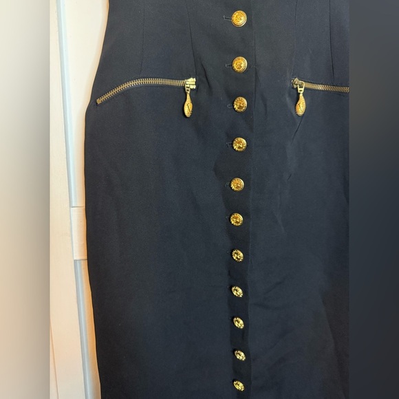 Vertigo Paris Vintage High Waisted Gold Button Down Pencil Skirt - Picture 5 of 6